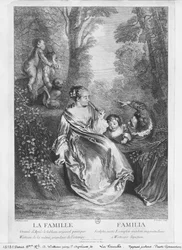 La famiglia, inciso da Pierre Aveline (c.1656-1722)